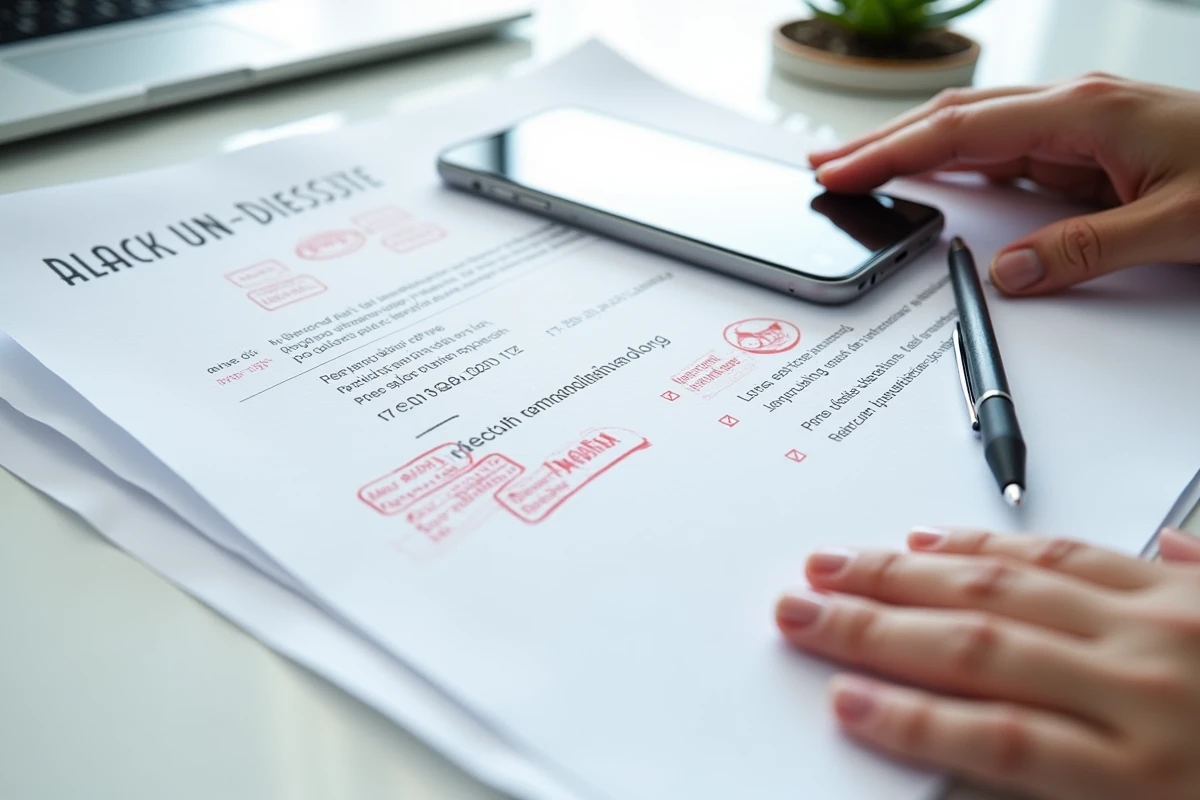 Gros plan sur un dossier de candidature refusé avec liste de documents manquants et interface e-candidat affiché sur smartphone