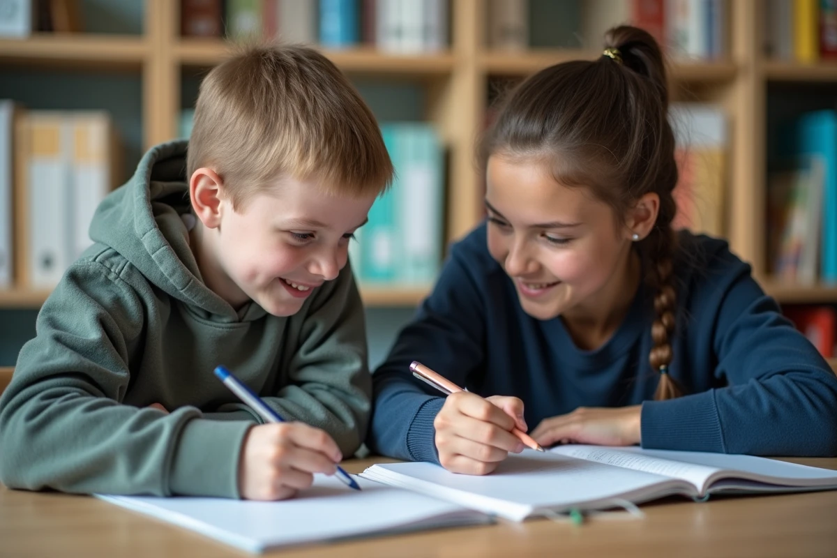 Jeune garçon en soutien scolaire avec professeur