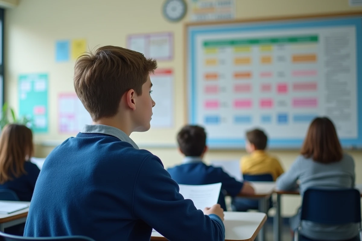 Etudiant au lycée vérifiant ses erreurs de conjugaison espagnole