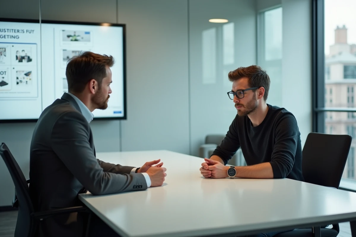 Entretien de recrutement pour une alternance en marketing digital dans une agence parisienne moderne