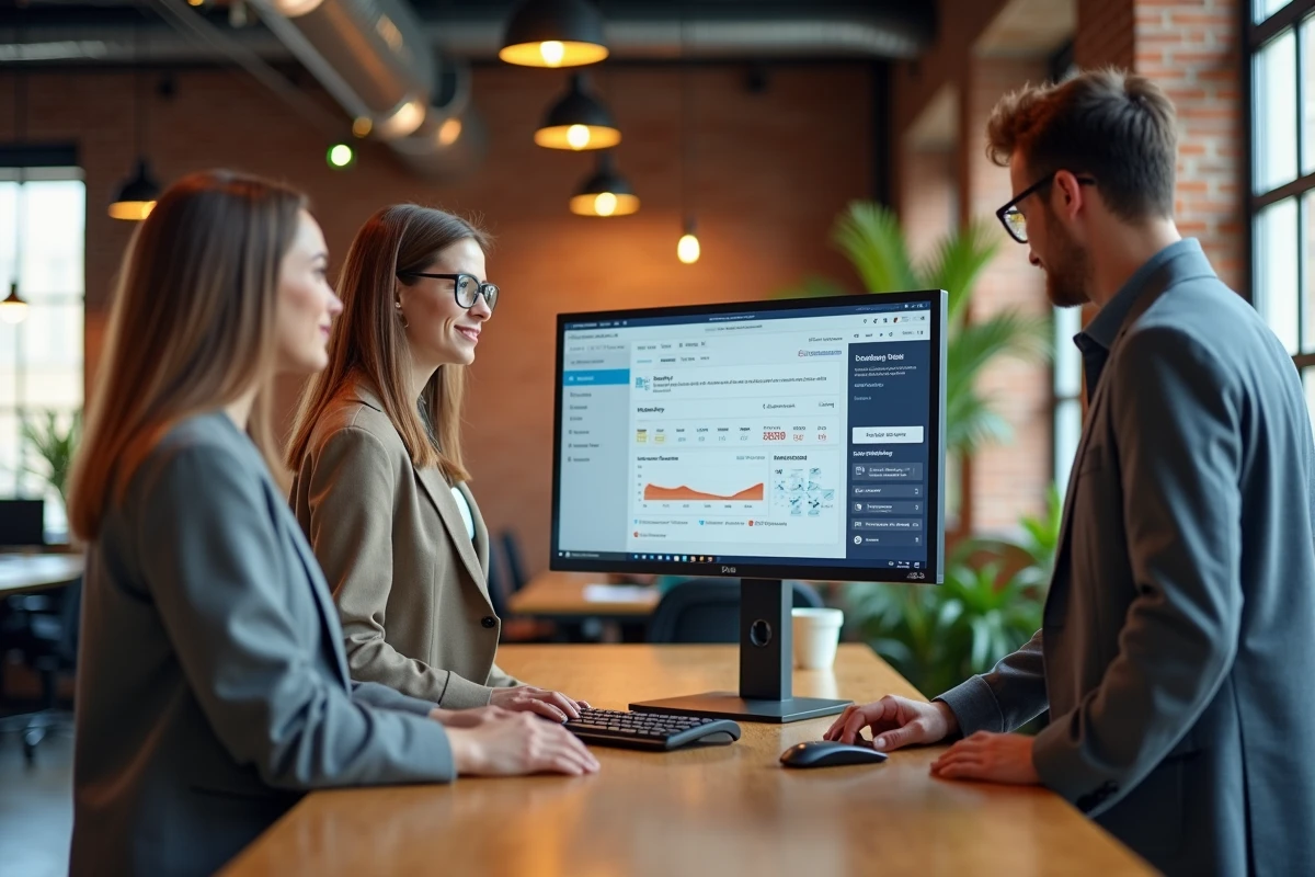 Équipe de jeunes professionnels en alternance travaillant sur une campagne de marketing digital dans une agence à Paris