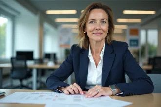 Femme professionnelle en formation dans un bureau moderne