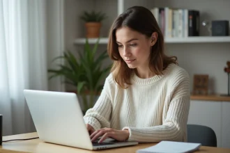 Jeune femme vérifiant ses paramètres de sécurité numérique