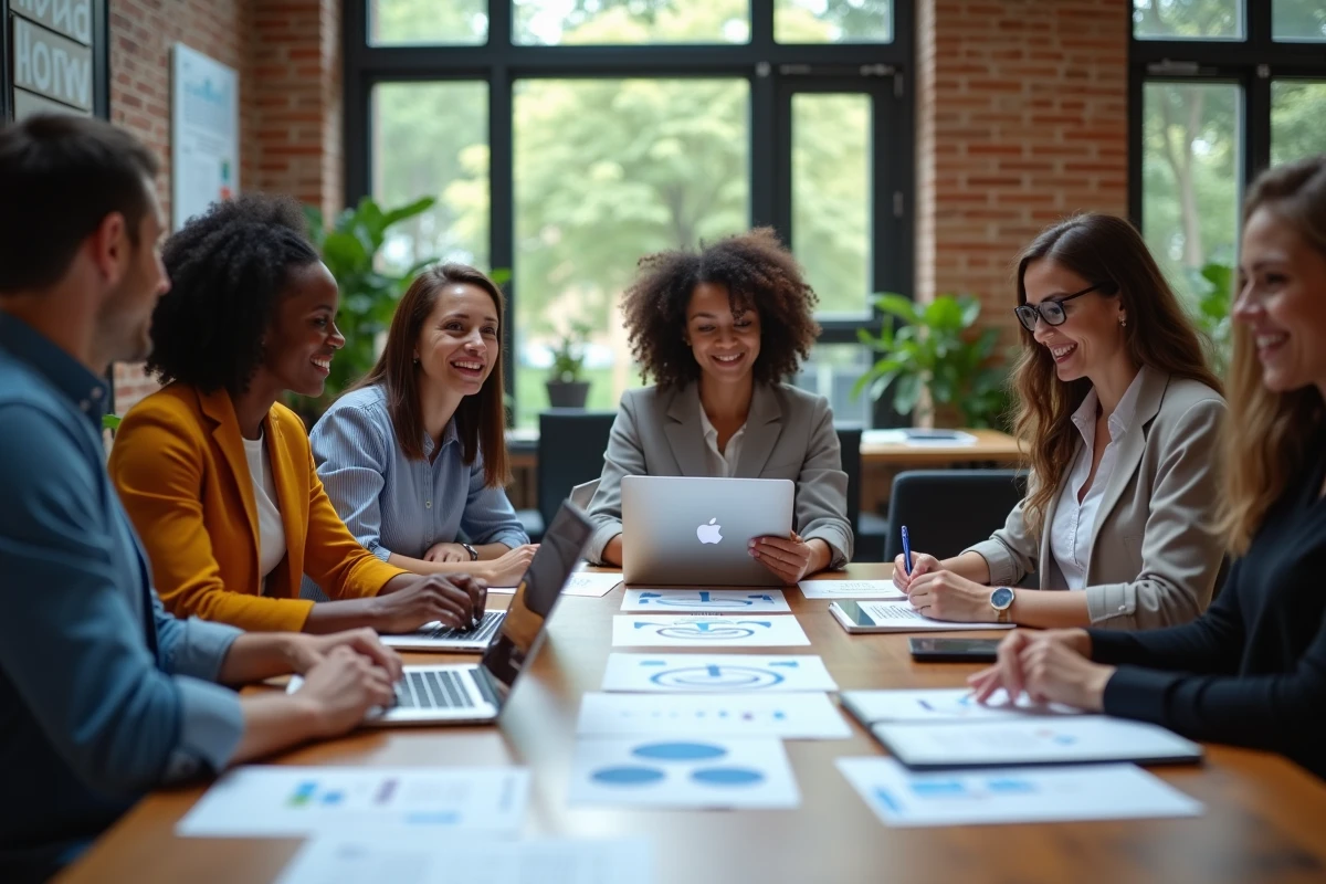 Groupe divers de professionnels collaborant autour d