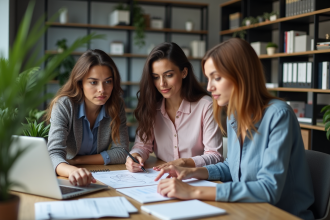 Groupe de professionnels en réunion dans un bureau moderne