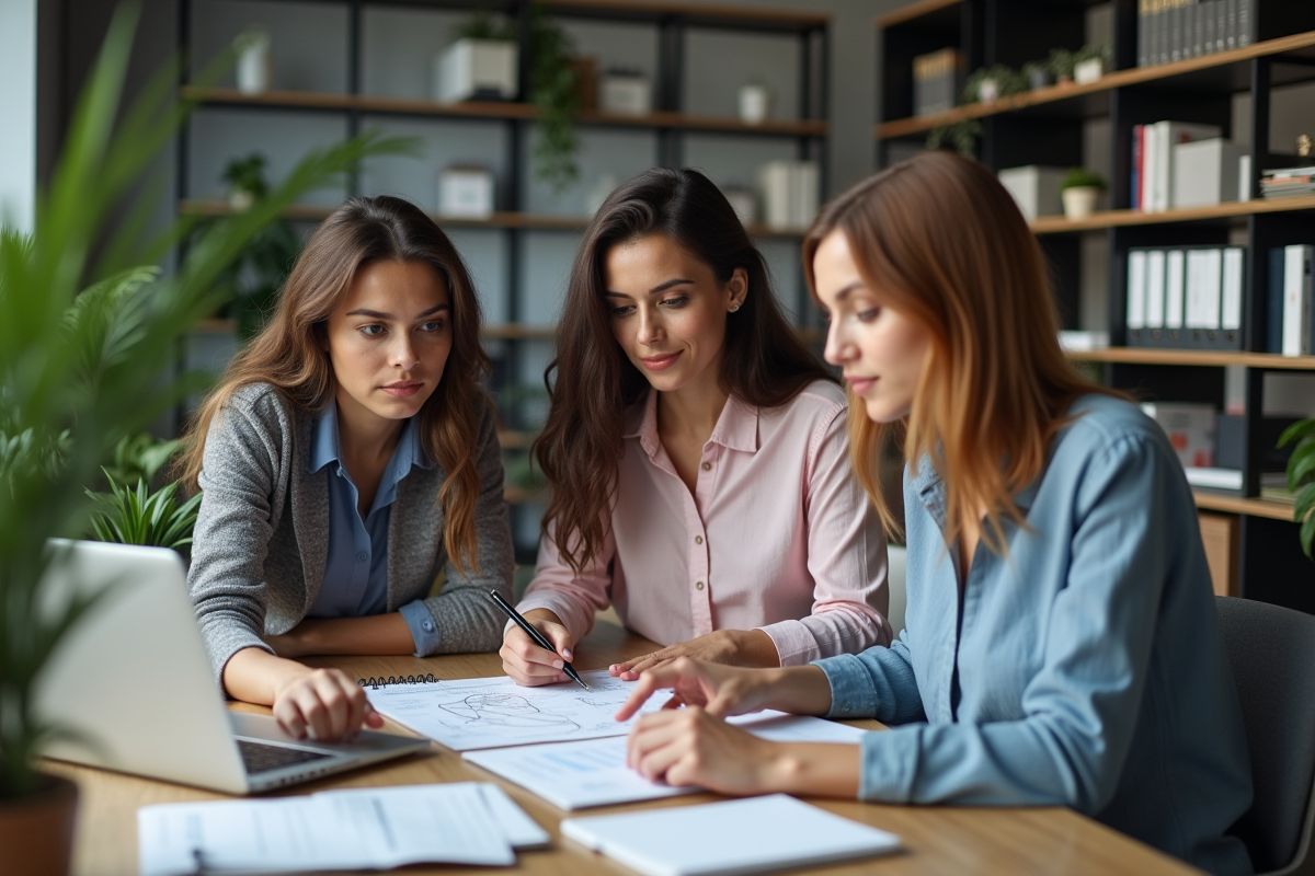 Groupe de professionnels en réunion dans un bureau moderne