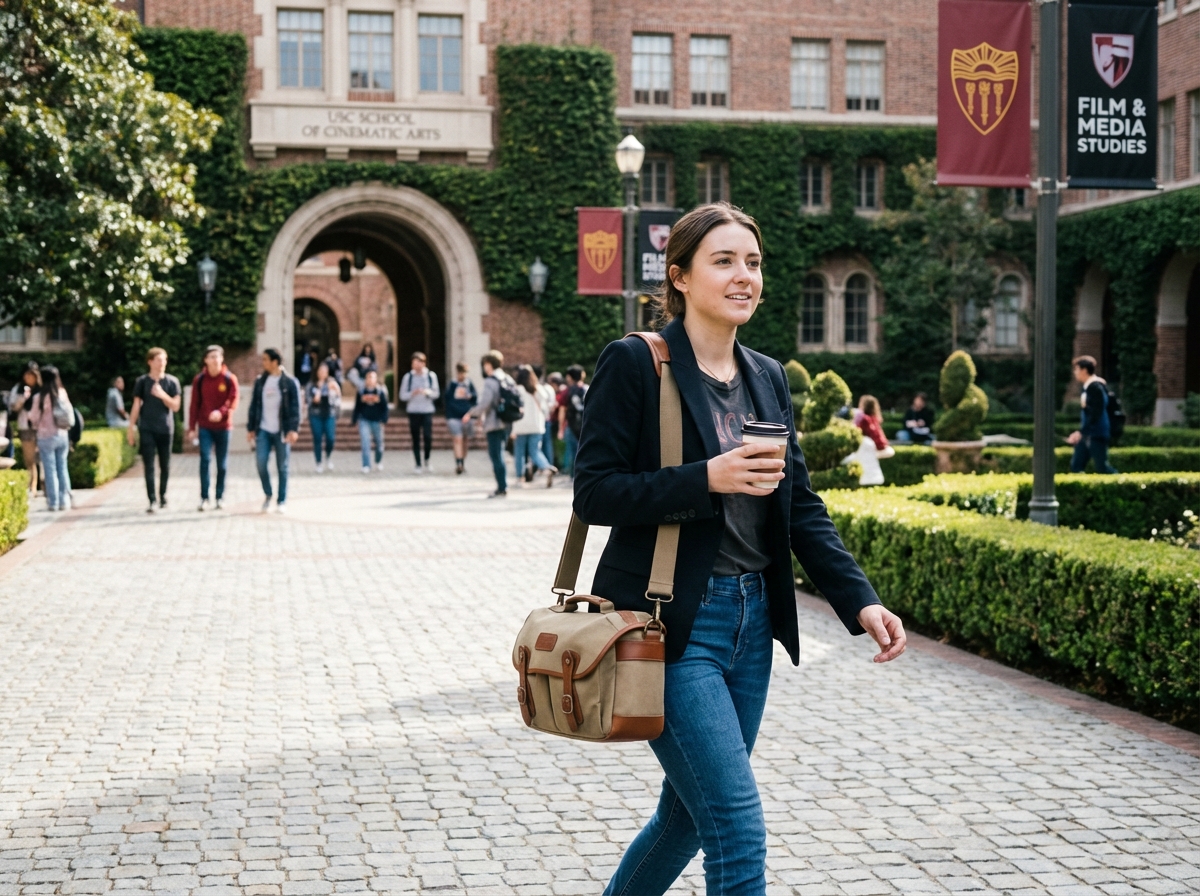 Jeune femme marchant dans la cour d