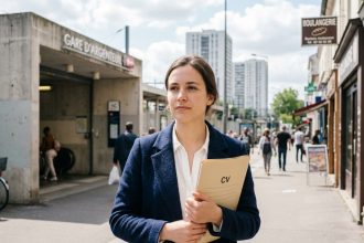 Jeune femme professionnelle à Argenteuil vérifiant son CV