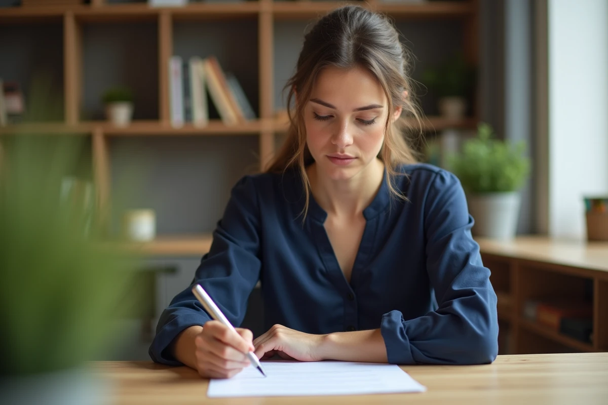 Femme réfléchissant à un test d'orientation professionnelle pour découvrir ses talents cachés